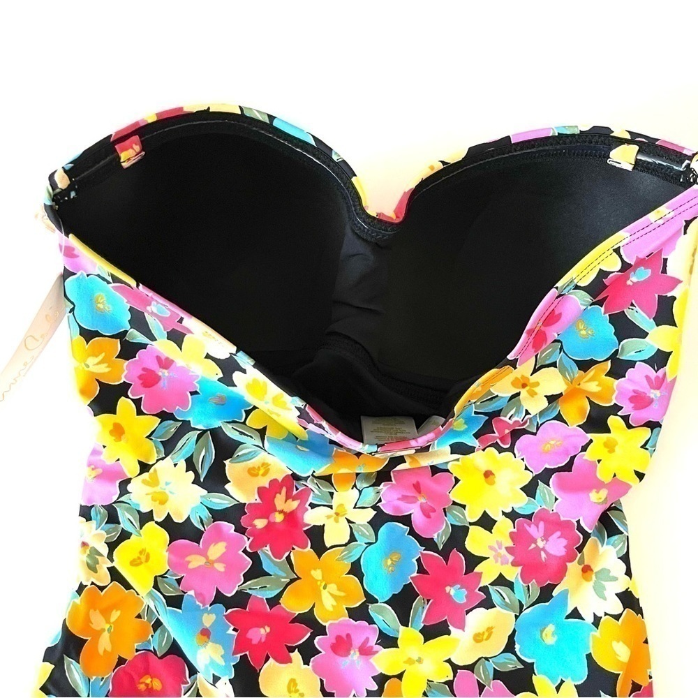 NEW Anne Cole Multicolour Floral Twist and Shirred Front One Piece Swimsuit US 6 - Picture 8 of 10